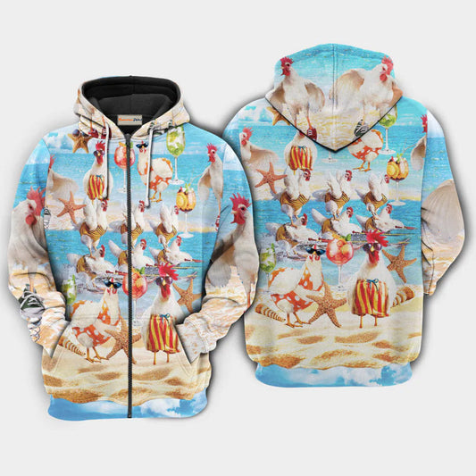 Funny Chickens Beach Hoodie For Casual Activities Seasonal Outings And Gift Ideas