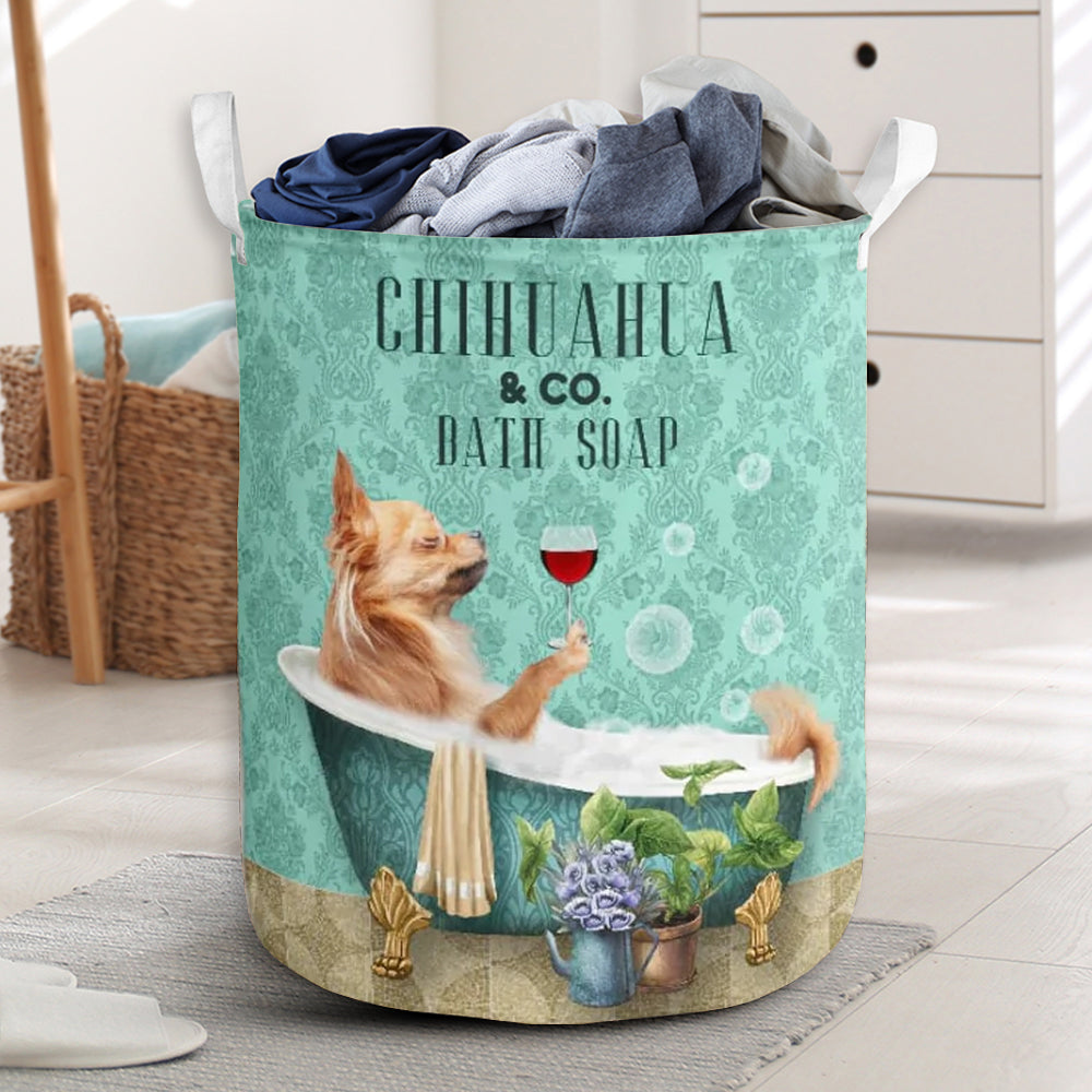Chihuahua And Bath Soap Laundry Basket For Room Home Organizer