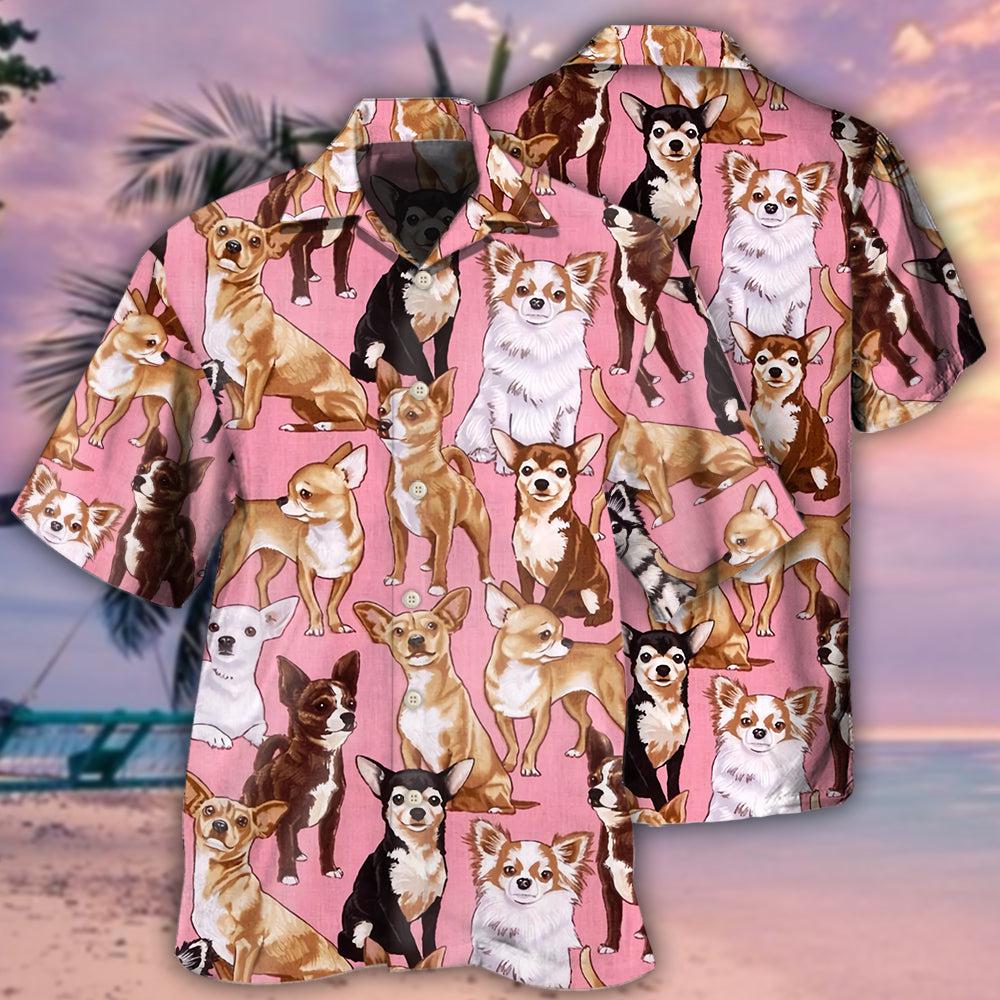 Pink Dog Chihuahua Hawaiian Shirt For Vacation Days And Relaxed Coastal Outings
