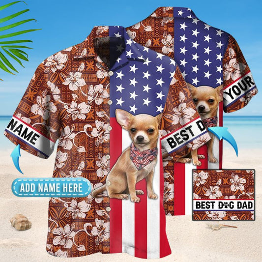 American Tropical Chihuahua Hawaiian Shirt For Summer Vacation, Beach Travel, And Casual Wear