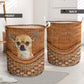 Dog Love Chihuahua Dog Rattan Texture Laundry Basket For Room Home Organizer