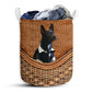 Small Size Dog Lover Chihuahua Rattan Texture Black Laundry Basket For Bathroom Bedroom Storage