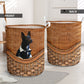 Dog Lover Chihuahua Rattan Texture Black Laundry Basket For Room Home Organizer