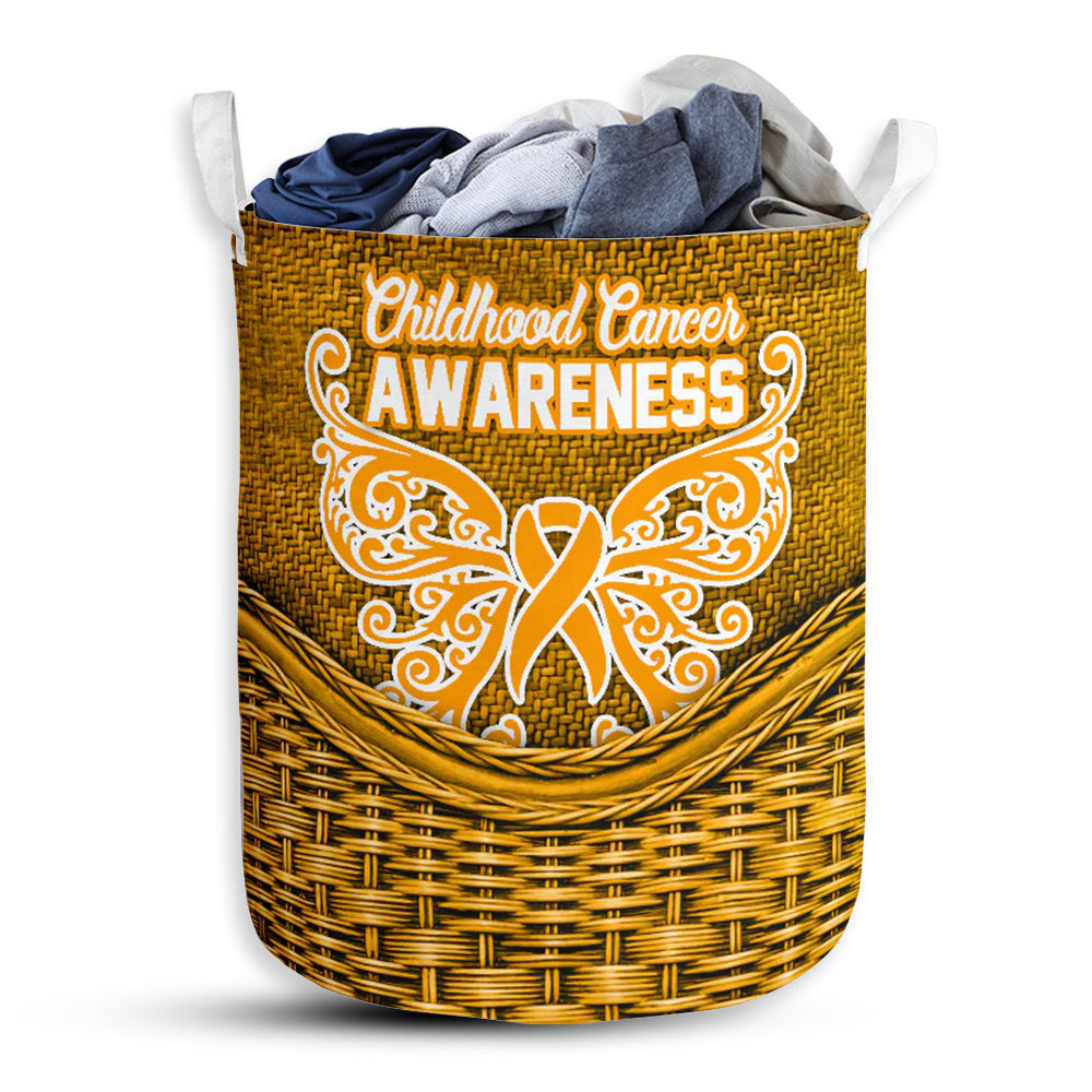 Small Size Childhood Cancer Rattan Texture Laundry Basket For Bathroom Bedroom Storage