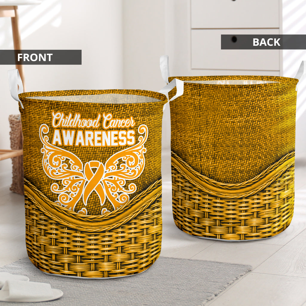 Childhood Cancer Rattan Texture Laundry Basket For Room Home Organizer