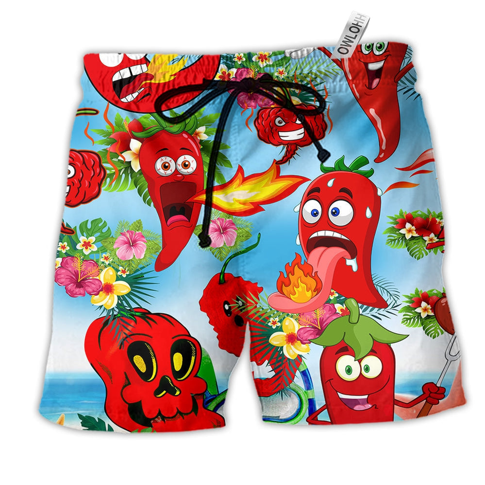 Chili Peppers So Funny Hawaiian Print Beach Shorts For Beach Getaways And Comfortable Summer Wear