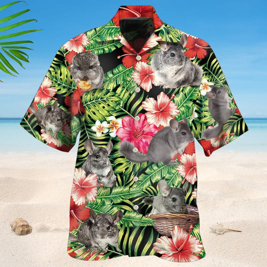 Floral Tropical Chinchilla Hawaiian Shirt For Tropical Holidays, Resort Trips, And Relaxed Coastal Style