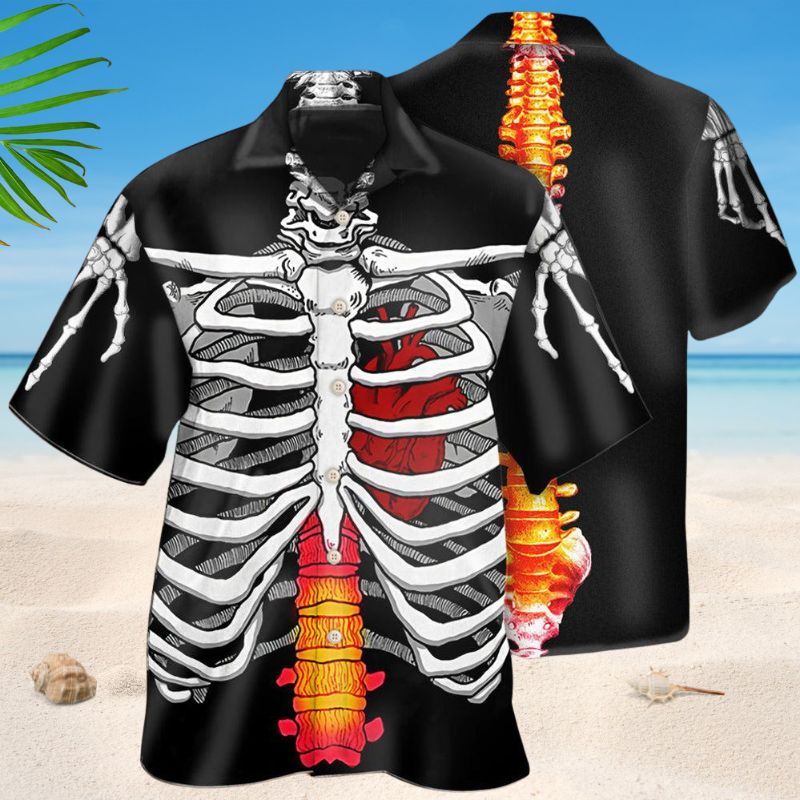 Chiropractic Black Hawaiian Shirt For Tropical Holidays, Outdoor Gatherings, And Everyday Comfort