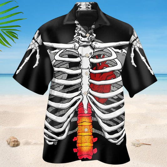 Chiropractic Black Hawaiian Shirt For Tropical Holidays, Outdoor Gatherings, And Everyday Comfort