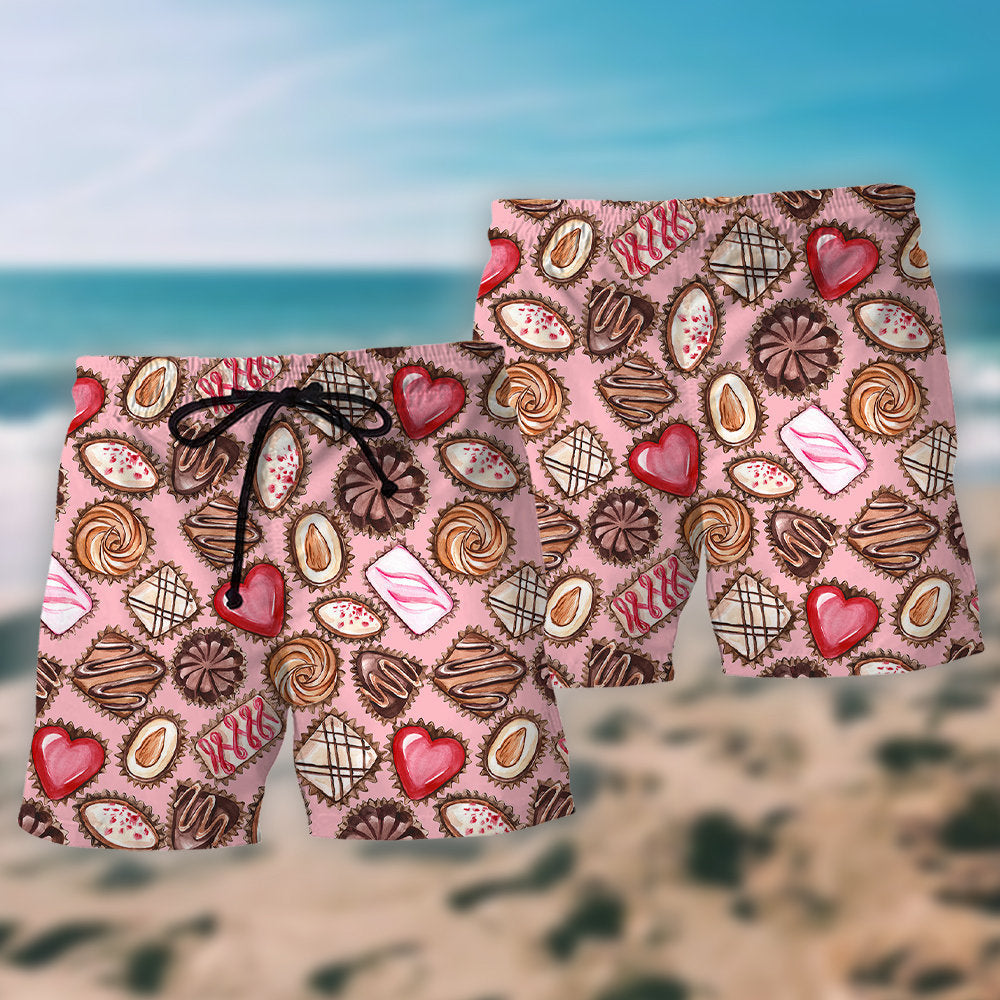 Powered By Chocolate Food Lover Beach Shorts Design Detail For Weekend Getaways And Beach Days
