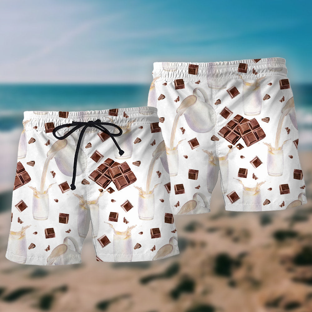 Chocolate Milk Food Beach Shorts Pattern Detail For Beachside Relaxation And Flexible Everyday Wear