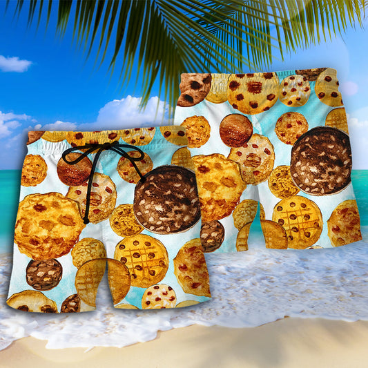Chocolate Chip Cookie Sweet Treat Beach Shorts Pattern View For Coastal Holidays And Casual Activities