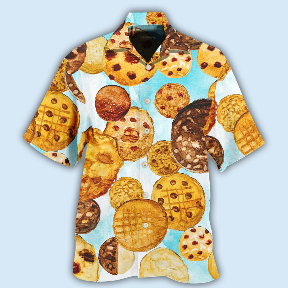 Chocolate Chip Cookie Pattern Hawaiian Shirt For Coastal Travel, Casual Events, And Comfortable Summer Wear