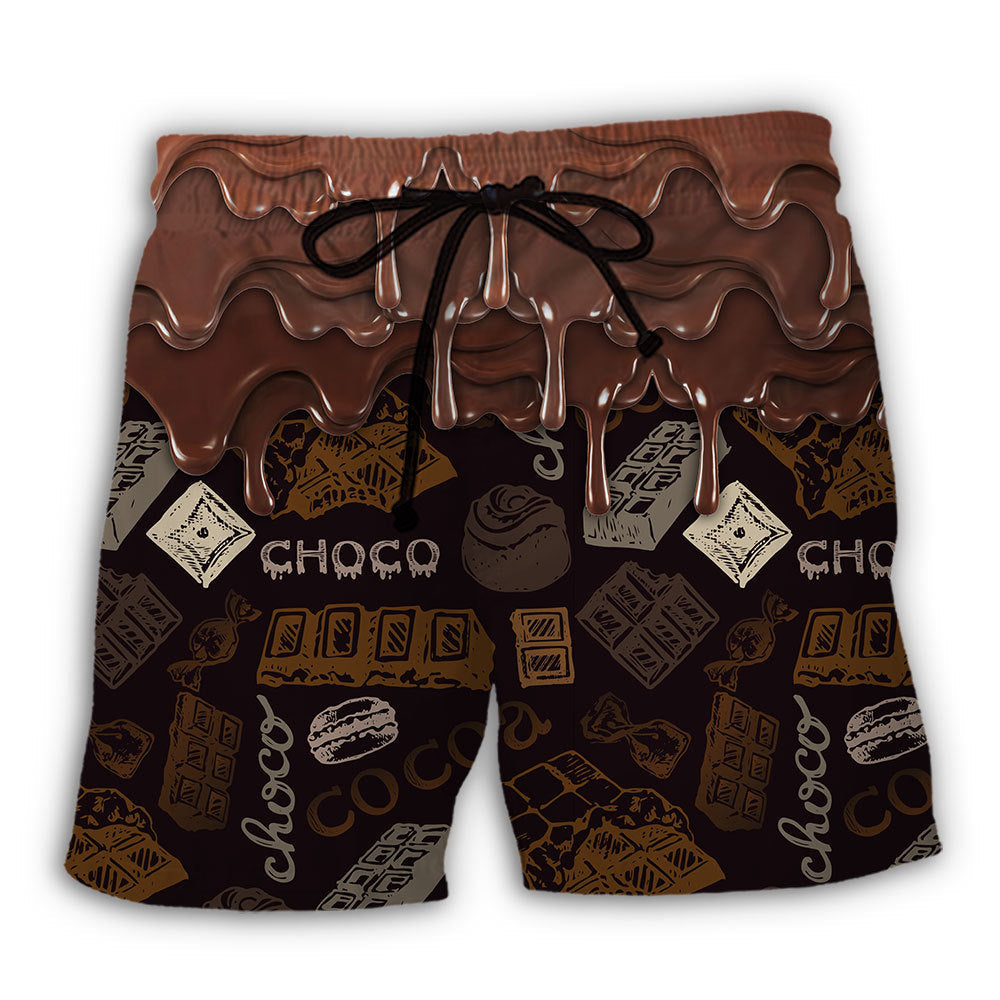 Chocolate Lover Sweet Dessert Beach Shorts Print Detail For Beach Activities And Vacation Wear