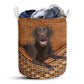 Small Size Chocolate Labrador Dog Rattan Texture Laundry Basket For Bathroom Bedroom Storage
