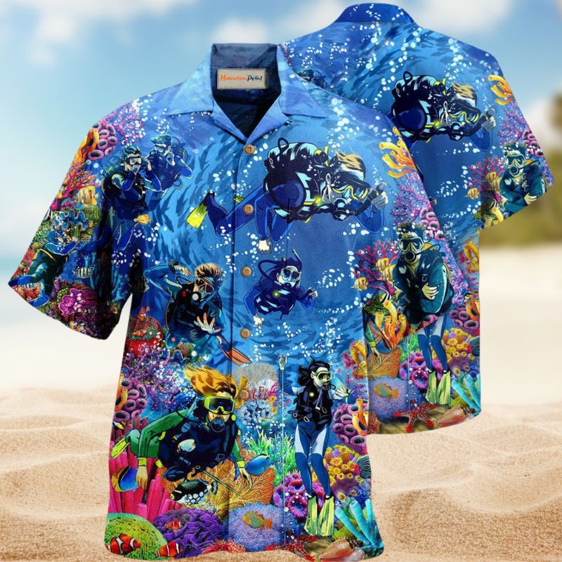 Ocean Choose Something Fun Diving Hawaiian Shirt For Summer Vacation Beach Travel And Relaxed Casual Wear
