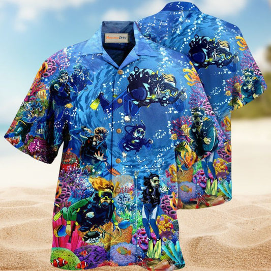 Ocean Choose Something Fun Diving Hawaiian Shirt For Summer Vacation Beach Travel And Relaxed Casual Wear