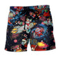 Christmas Santa In Space Beach Shorts For Festive Vacation And Holiday Travel