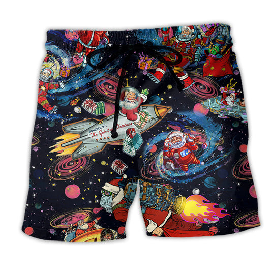 Christmas Santa In Space Beach Shorts For Festive Vacation And Holiday Travel