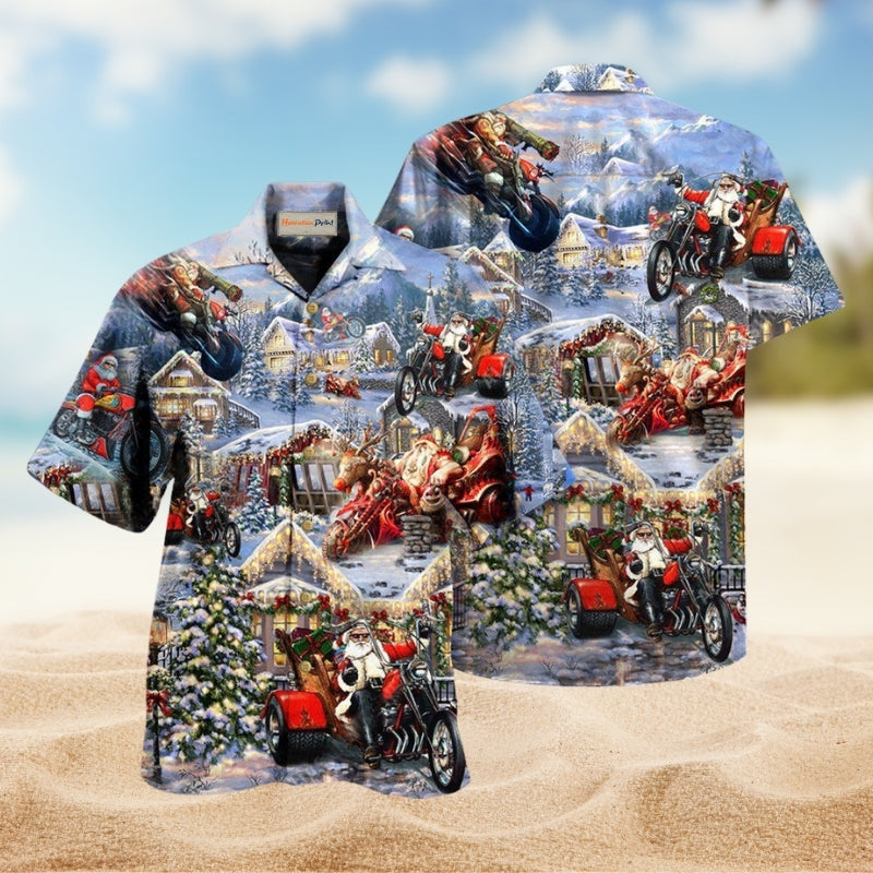 Christmas Amazing Santa Biker Hawaiian Shirt For Summer Vacation Beach Travel And Relaxed Casual Wear