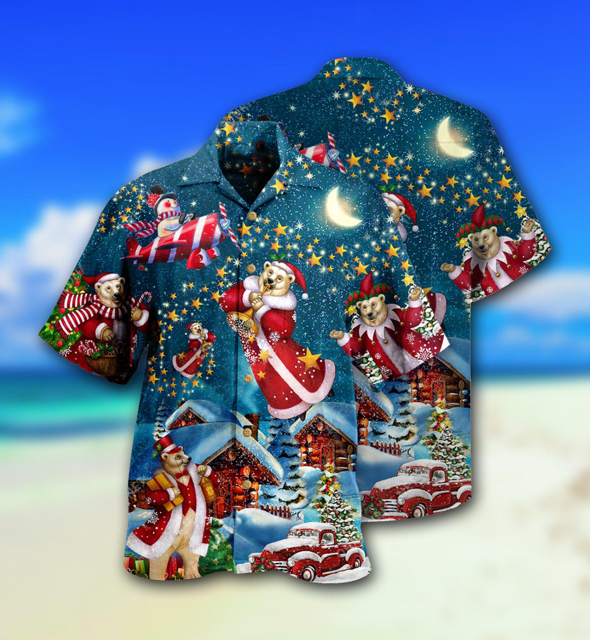 Bear Christmas Santa Night Hawaiian Shirt For Coastal Adventures And Warm Weather Wear