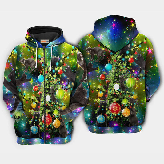 Christmas Cats Love Tree Hoodie For Festive Streetwear Winter Outings And Christmas Celebrations