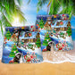 Christmas Cat Gift Beach Shorts Pattern Detail For Cruise Vacations And Comfortable Resort Style