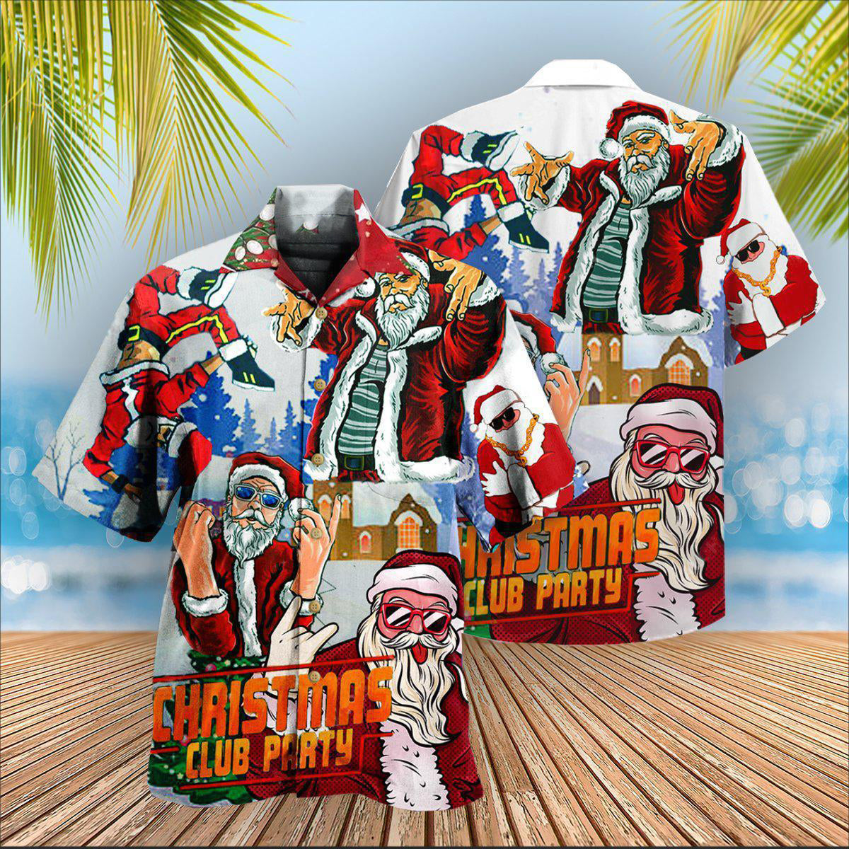 Christmas Club Party Santa Dances Star Hawaiian Shirt For Poolside Relaxation And Sunny Getaways