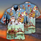 Cute Festive Christmas Fishing Hawaiian Shirt Design Detail For Beach Days And Holiday Travel
