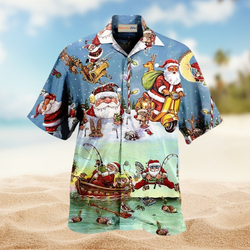 Christmas Cute Santa Claus Hawaiian Shirt For Resort Events Seasonal Fun And Casual Warm Weather Style