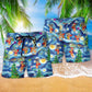 Christmas Dancing Reindeers Happy Hawaiian Print Beach Shorts For Seasonal Summer Travel