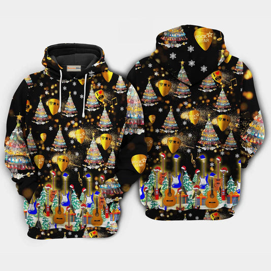 Happy Christmas Guitar Makes Hoodie For Winter Adventures Family Gatherings And Festive Everyday Style