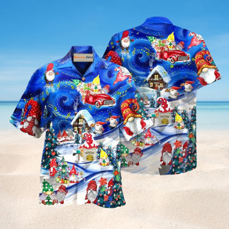 Festive Christmas Gnomes Hawaiian Shirt For Resort Events Seasonal Fun And Casual Warm Weather Style
