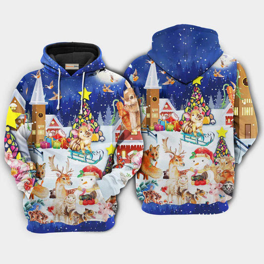 Happy Christmas Animals Holiday Hoodie For Festive Days Casual Adventures And Thoughtful Seasonal Gifting