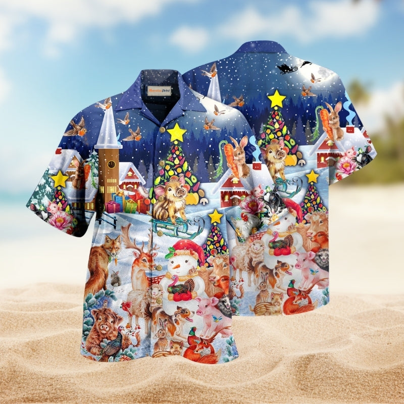 Christmas Animals Hawaiian Shirt For Tropical Holidays, Outdoor Gatherings, And Everyday Comfort