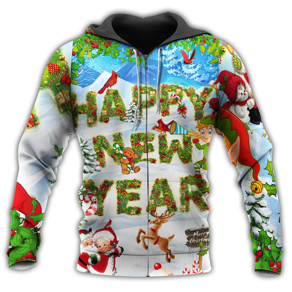 Happy New Year Snow Hoodie For Casual Outfits Outdoor Trips And Comfortable Layering