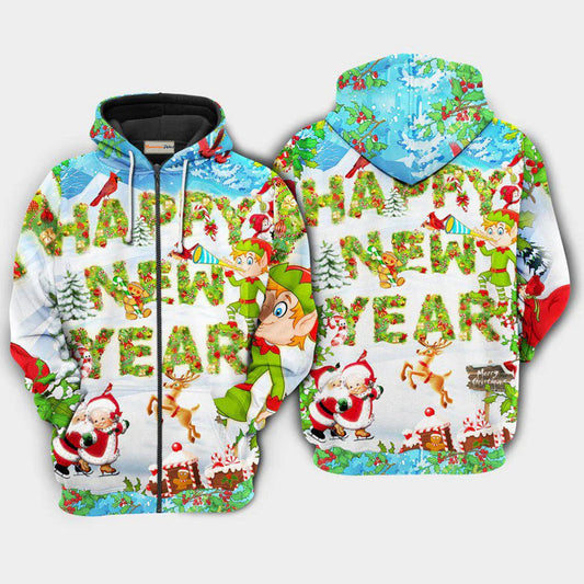 Happy Christmas New Year Snow Hoodie For Holiday Gatherings Winter Travel And Seasonal Gifting