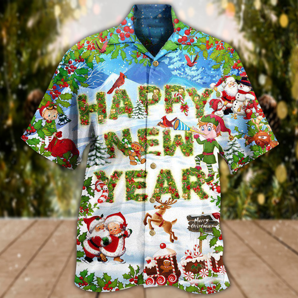 Christmas Year Snow Hawaiian Shirt For Winter Celebrations, Beach Travel, And Relaxed Holiday Wear