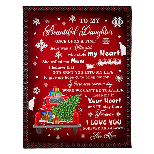Christmas I Love You Daughter Gift Flannel Blanket For Cozy Bedroom Sofa Decor