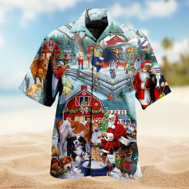 Christmas Animals Hawaiian Shirt For Winter Celebrations, Beach Travel, And Relaxed Holiday Wear