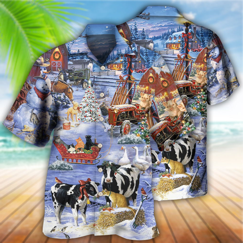 Christmas Farm Hawaiian Shirt For Beach Parties And Weekend Getaways