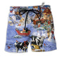 Christmas Love Farm Funny Hawaiian Print Beach Shorts For Festive Vacation Wear