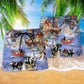 Farm Christmas Beach Shorts Pattern Detail For Coastal Travel And Comfortable Resort Style