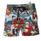 Christmas Love Many Animals Hawaiian Print Beach Shorts For Festive Outdoor Style