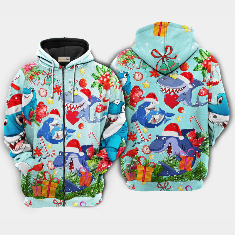Christmas Love Sharks Holiday Hoodie For Christmas Gatherings Outdoor Trips And Relaxed Seasonal Style