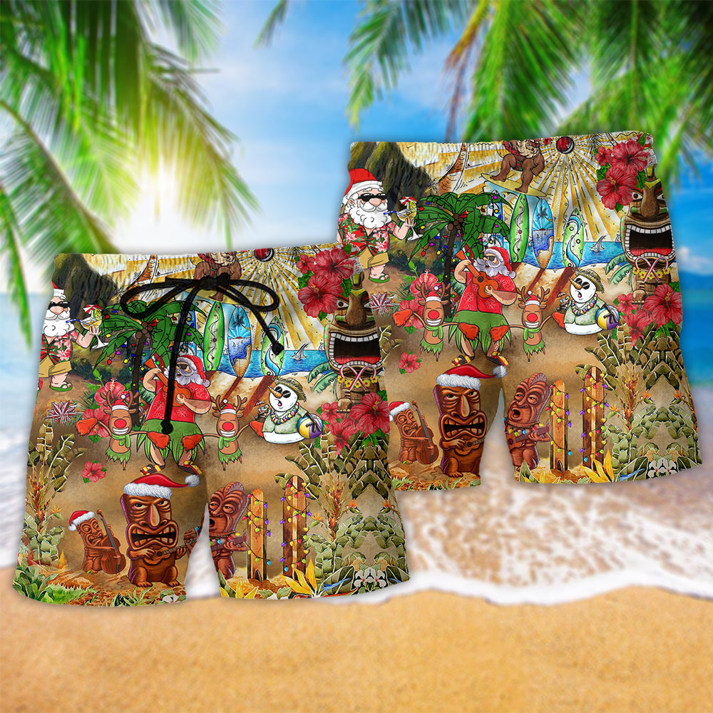 Christmas Hawaiian Christmas From Hawaii Tiki Beach Shorts For Festive Outdoor Style