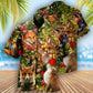 Festive Christmas Foxmask Hawaiian Shirt Pattern Detail For Summer Holidays And Outdoor Fun