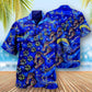 Blue Christmas Walk Alone Hawaiian Shirt Design Detail For Sunny Adventures And Casual Wear