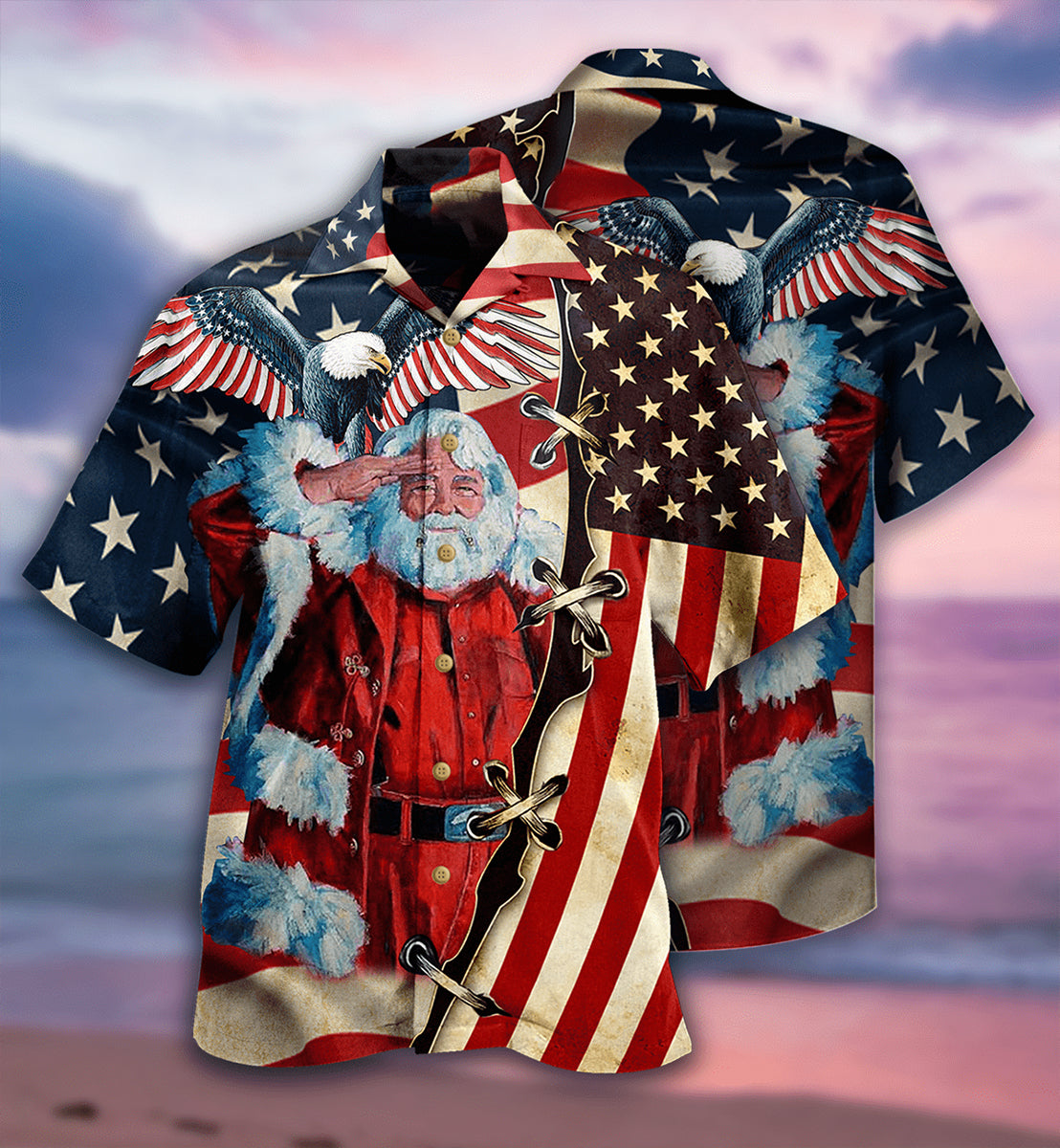 Vintage Christmas Patriot Santa Parody Hawaiian Shirt For Warm Weather Adventures And Everyday Comfort