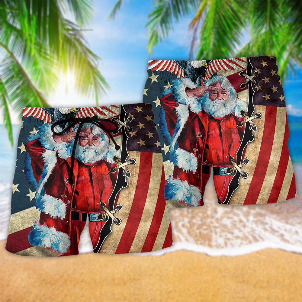 Christmas Santa Beach Shorts Pattern Detail For Island Trips And Travel Ready Comfort